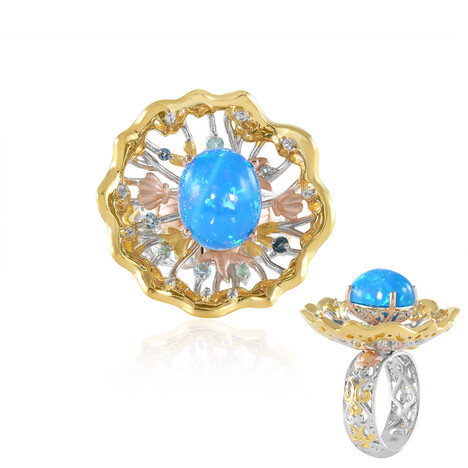 Äthiopischer Blauer Opal-Silberring (Gems en Vogue)