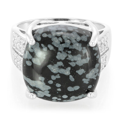 Anello in argento con Ossidiana Fiocco di Neve
