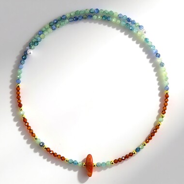 Choker ze stali - Karneol (Riya)