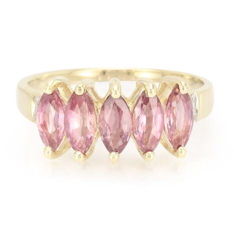 Gouden ring met Onverhitte Padparadscha Saffieren