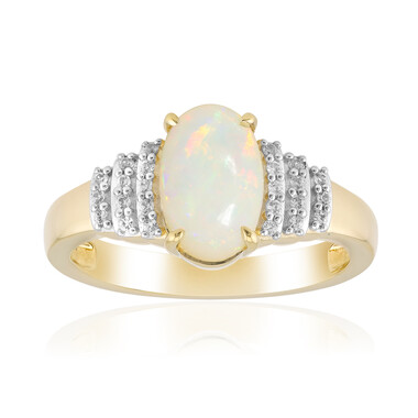 Bague en or et Opale blanche du Brésil