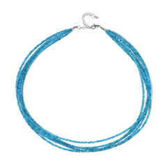 Neonblauer Apatit-Silberhalskette