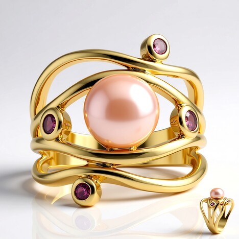 Anello in argento con Perla d'Acqua Dolce Rosa (TPC)
