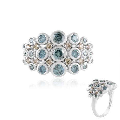 Himmelblauer I2 Brillant-Goldring (KM by Juwelo)