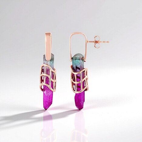 Boucles d'oreilles en argent et Quartz multicolore (MONOSONO COLLECTION)