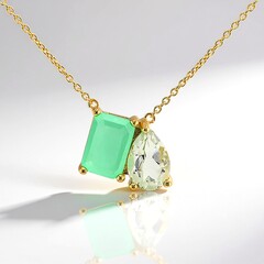 Collana in argento con Quarzo verde pastello