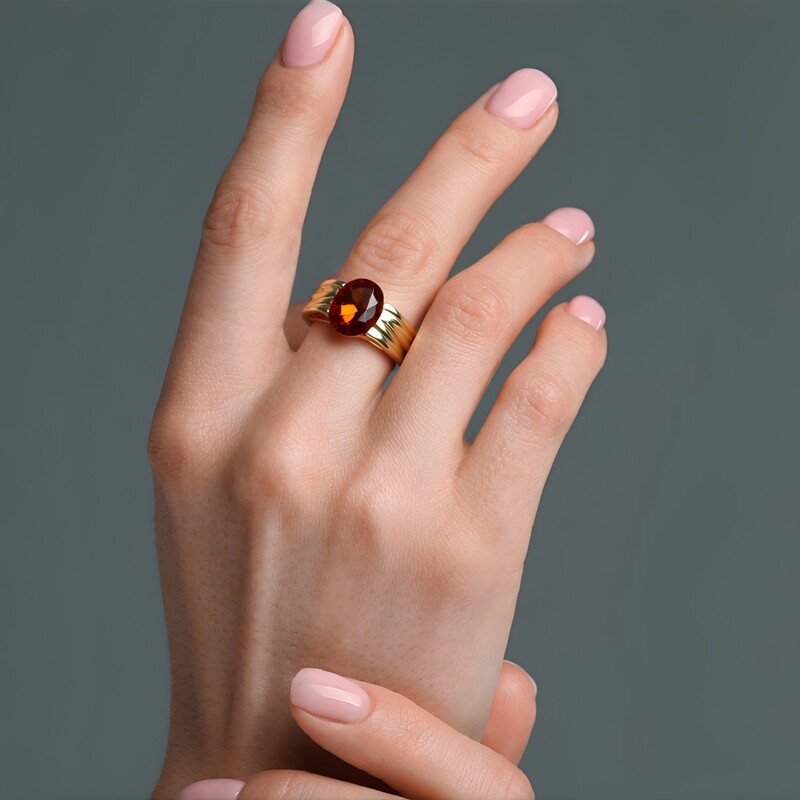 Anillo en oro con Citrino de Madeira (de Melo Gold)