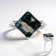 Moss Agate Silver Ring