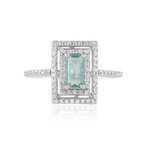 Zilveren ring met een Paraiba kleurige smaragd