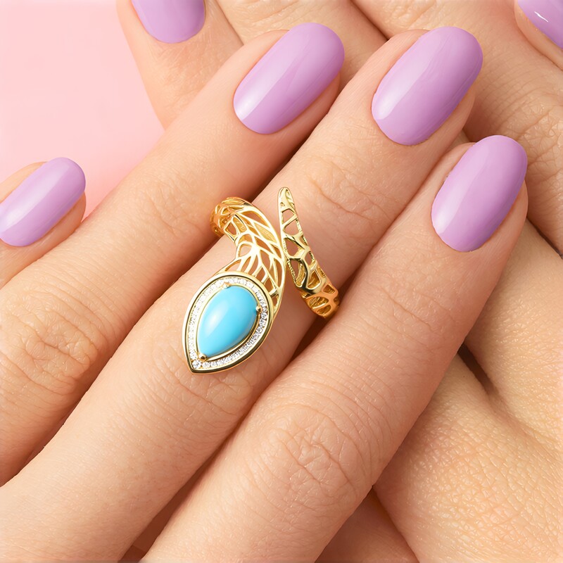 Sleeping Beauty-Türkis-Goldring (Ornaments by de Melo)