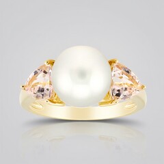 Bague en or et Perle blanche des mers du sud (Michelle Albala)