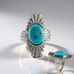 Anello in argento con Turchese Kingman Mohave Blu (Faszination Türkis)