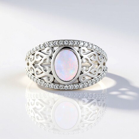 Anello in argento con Opale Australiano