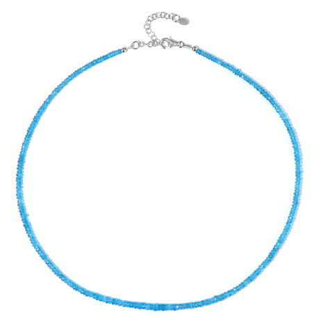 Neonblauer Apatit-Silberhalskette