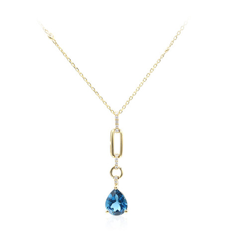 Londonblauer Topas-Goldhalskette