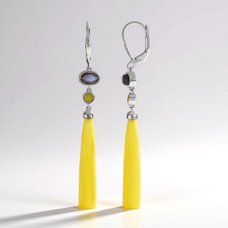 Orecchini in argento con Calcedonio Giallo (KM by Juwelo)