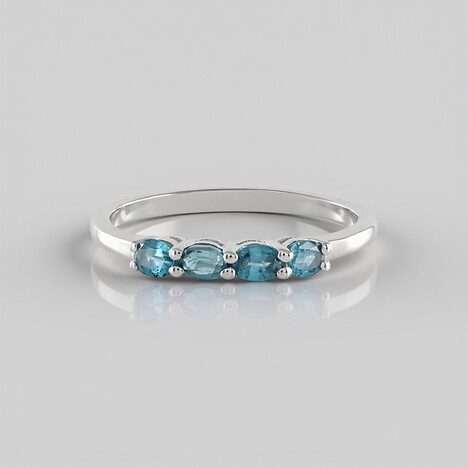 Anello in argento con Cianite Blu Foglia di Tè