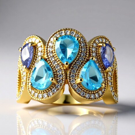 Anello in oro con Topazio Blu Svizzero (Adela Gold)