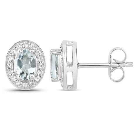 Brasilianischer Aquamarin-Silberohrringe