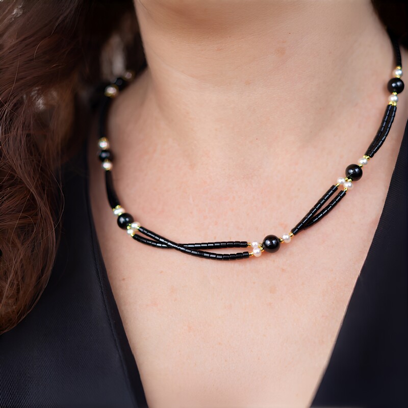 Collier en argent et Hématite noire