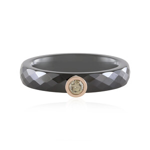 Anello in ceramica con Diamante Champagne SI2