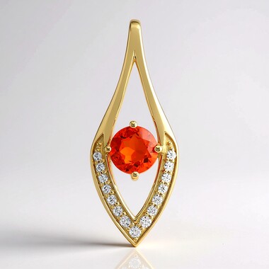 9K AAA Mexican Fire Opal Gold Pendant (de Melo Gold)