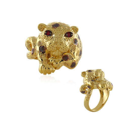 Oranger Saphir-Silberring