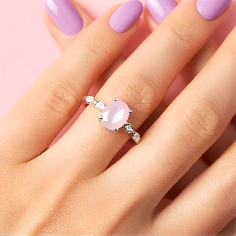 Rosenquarz-Silberring