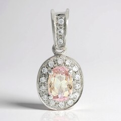 Ciondolo placcato in platino con Tormalina Rosa Cuprian