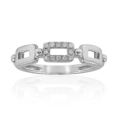 I2 (H) Diamond Silver Ring