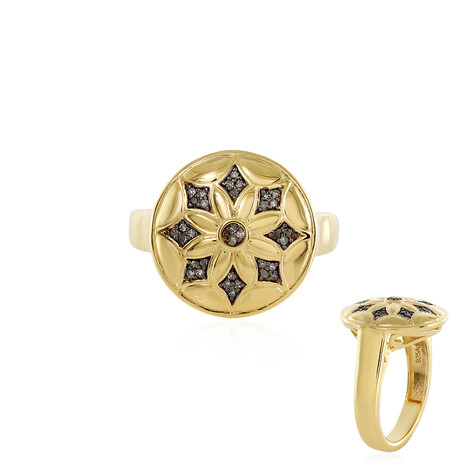 Zilveren ring met I3 Bruine Diamanten