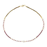 Weiße Süßwasserzuchtperlen-Silberhalskette (Riya)