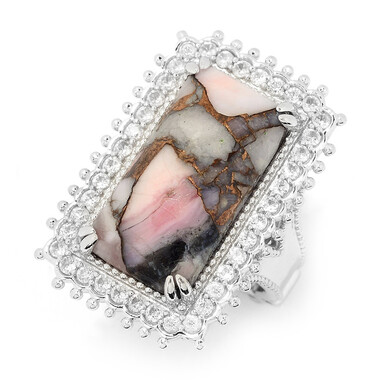 Pinkfarbener Opal-Mosaik-Silberring (Dallas Prince Designs)