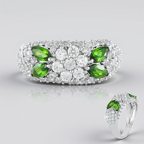 Bague en argent et Diopside de Russie