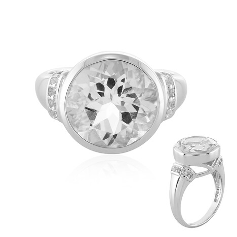 White Quartz Silver Ring