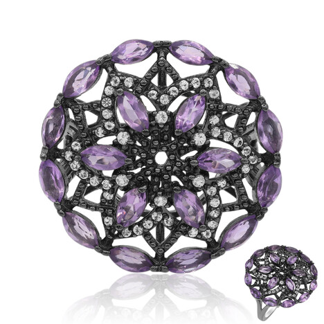 Zilveren ring met amethisten