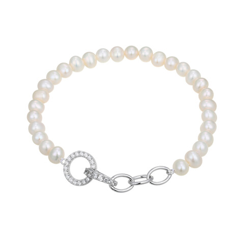 Brazalete en plata con Perla blanca Freshwater