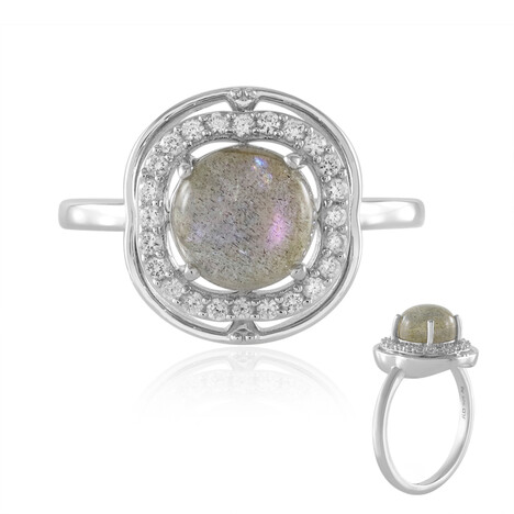 Anillo en plata con Labradorita rosa de Maniry