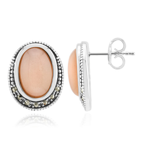 Pfirsich-Mondstein-Silberohrringe (Annette classic)