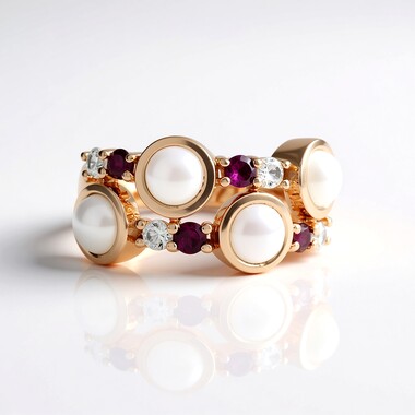 Zilveren ring met witte maanstenen (KM by Juwelo)