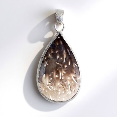 Ciondolo in argento con Legno Fossile
