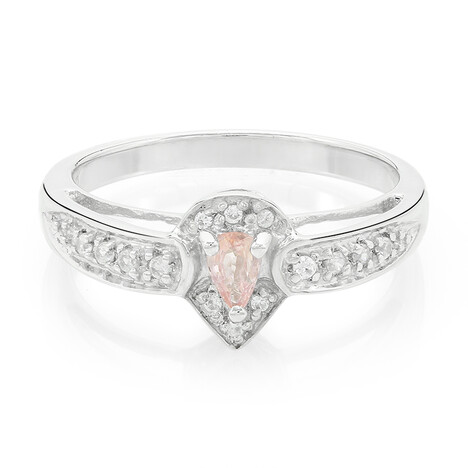 Zilveren ring met een Padparadscha saffier