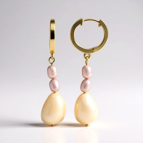 Boucles d'oreilles en argent et Perle de culture d'eau douce orange (TPC)