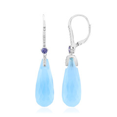 Aqua-Chalzedon-Silberohrringe