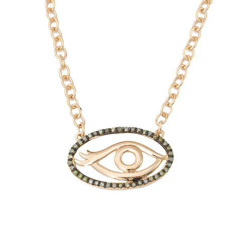 Green Diamond Silver Necklace