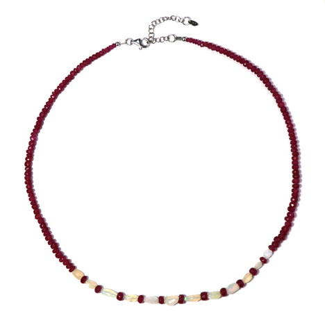 Zilveren halsketting met Welo-opalen