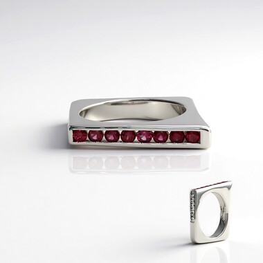 Pierścionek ze srebra platynowanego - Spinel czerwony szlachetny Noble Red