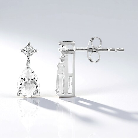 Boucles d'oreilles en argent et Topaze blanche