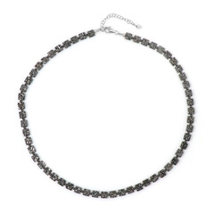 Schwarzer Hämatit-Silberhalskette