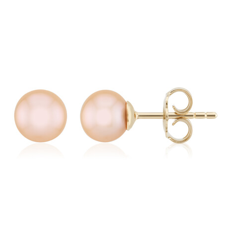Boucles d'oreilles en argent et Perle Ming couleur pêche (TPC)